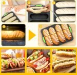 Bread Baking Mould, Pack of 2 Baguette Baking Moulds, Silicone, with 4, 8 Slots, Baking Moulds for Baguette and Rolls, Non-Stick with Spatula and Oil Brush, for Baking Baguette Trays - Image 7
