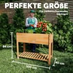 Casaria Raised Bed 100 x 40 x 84 cm FSC Certified Acacia 2-Tier Weather-Resistant Solid Wood Shelf Film Herb Bed Planter Brown - Image 8