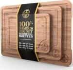 Deer & Oak Wooden Chopping Board Set of 3 Pre-Oiled Bamboo Chopping Board with Handle and Juice Groove, Kitchen Board, Wooden Chopping Board, Kitchen Chopping Board - Image 2