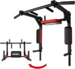 ONETWOFIT Multifunctional Wall Mounted Pull Up Bar/Chin Up Bar, Dip Station for Indoor Home Gym Workout, Power Tower Set Training Equipment Fitness Dip Stand Supports to 440 lbs - Image 2