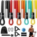 Resistance Bands Set, 5 Levels Fitness Bands with Door Anchor, Handles & Ankle Straps - For Strength Training, Muscle Building, Pilates & Legs Buttocks - Includes Bag for Home Gym, Indoor and Outdoor Use - Image 2
