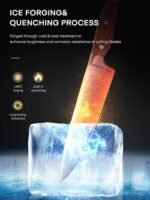 D.Perlla Knife Block Set, 16-Piece Knife with Wooden Handle, Stainless Steel Chef's Knife Set with Wooden Block, Professional Kitchen Knife Set with Sharpening Steel, Brown, Mother's Day Gifts - Image 5