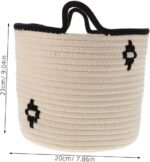 VALICLUD Geflochtener Baumwollseilkorb für Aufbewahrung im Wohnzimmer Schlafzimmer oder Badezimmer Rechteckiger Organizer aus Baumwolle mit Griffen für Kleinigkeiten und Haushaltsgegenständ - Image 3