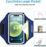 Razobws Sports Armband Mobile Phone Holder Jogging, Mobile Phone Case Jogging with Headphone Pocket, Mobile Phone Armband Jogging Accessories for iPhone 16 Pro Max/Galaxy S25 Ultra (Blue) - Image 3