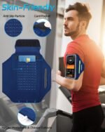 Razobws Sports Armband Mobile Phone Holder Jogging, Mobile Phone Case Jogging with Headphone Pocket, Mobile Phone Armband Jogging Accessories for iPhone 16 Pro Max/Galaxy S25 Ultra (Blue) - Image 6