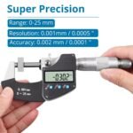 AUTOUTLET Micrometer Digital Micrometer Micrometer 0-25 mm / 0.001 mm (0.00005"), LCD Digital Micrometer Caliper Inch/Metric Measurement, High Precision Measuring Tool Micrometer - Image 3