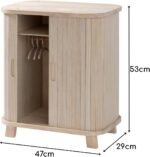 howa Grace 2670 Wooden Doll's Wardrobe for Dolls with Sliding Door, Clothes Rail, Shelf and 3 Hangers - Image 4
