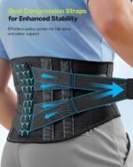 Rakiie Back Support Belt with Support Struts, Adjustable Pull Straps and Soft Breathable Mesh, Back Support for Back Pain for Men and Women (Blue, M) - Image 4