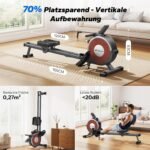 MERACH Rowing Machine for Home, 16 Resistance Levels, Quiet Magnetic Rowing Machine, Connected via App, Improved Double Rails for More Stability, Easy Assembly - Image 6