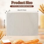 Pack of 4 Linen Bread Bags, 30 x 40 cm, Linen Bag for Bread, Bread Bag, Bread Bag with Drawstring, Reusable Bread Bag Storage, Linen Bag for Bread Storage, Bread Bag - Image 3