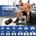 DH FitLife verstellbare Hanteln 1,5 bis 18 KG mit 12 Gewichtsstufen, Kurzhanteln Hanteln Set mit Hantelscheiben, Hanteln Kurzhanteln verstellbar, variable Gewichte 12 in 1 - Image 3