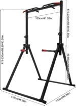 Foldable Power Tower Dip Station, Height Adjustable, 175-230 cm, Triangular Pull Up Station, 200 kg, Freestanding Multifunctional Fitness Training Device for Home - Image 3