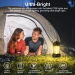 Flintronic Pack of 2 LED Camping Lamps, Portable, IPX4 Waterproof Camping Light, Battery Operated Camping Lamp, Dimmable COB Brightness & 3 Light Modes, for Outdoor, Night Fishing, Garden, Emergency - Image 4