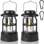 Flintronic Pack of 2 LED Camping Lamps, Portable, IPX4 Waterproof Camping Light, Battery Operated Camping Lamp, Dimmable COB Brightness & 3 Light Modes, for Outdoor, Night Fishing, Garden, Emergency - Image 7