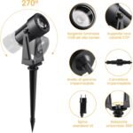LED Gartenbeleuchtung mit Strom,32M/105FT 10er-1 Set,2000LM 2Wx10 Gartenstrahler 27V COB IP65 Wasserdichter Strahler Warmweiß mit Erdspieß für Außen Garten Yard - Image 4
