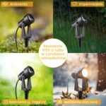 LED Gartenbeleuchtung mit Strom,32M/105FT 10er-1 Set,2000LM 2Wx10 Gartenstrahler 27V COB IP65 Wasserdichter Strahler Warmweiß mit Erdspieß für Außen Garten Yard - Image 7