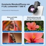 APEXEL HB100 Ultra-HD Handy-Makroobjektiv F1.05 mit mit 45 Fülllichtmodi und AF-Beschichtung,Handy Objektive Passend für iPhone, Samsung, Pixel Smartphones - Image 4