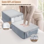 Pack of 2 Space-Saving Compressing Organiser, Storage Bag for Duvets, Extra Large Foldable Self-Compressing Organiser with Viewing Window for Moving, Travel (Grey, XL+XL) - Image 3