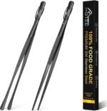 Hotec Stainless Steel Cooking Tweezers Professional Kitchen Tongs for Cooking, Grilling and Baking Extra Long Food Tweezers Set of 2-12 Inch NZ-B02H - Image 2