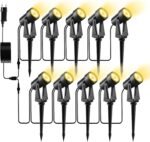 LED Gartenbeleuchtung mit Strom,32M/105FT 10er-1 Set,2000LM 2Wx10 Gartenstrahler 27V COB IP65 Wasserdichter Strahler Warmweiß mit Erdspieß für Außen Garten Yard - Image 2