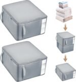 Pack of 2 Space-Saving Compressing Organiser, Storage Bag for Duvets, Extra Large Foldable Self-Compressing Organiser with Viewing Window for Moving, Travel (Grey, XL+XL) - Image 2