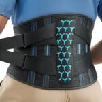 Rakiie Back Support Belt with Support Struts, Adjustable Pull Straps and Soft Breathable Mesh, Back Support for Back Pain for Men and Women (Blue, M) - Image 2