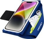 Razobws Sports Armband Mobile Phone Holder Jogging, Mobile Phone Case Jogging with Headphone Pocket, Mobile Phone Armband Jogging Accessories for iPhone 16 Pro Max/Galaxy S25 Ultra (Blue) - Image 2