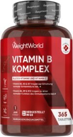 Vitamin B Complex - With Vitamin C - 365 Tablets - All 8 B Vitamins (B1, B2, B3, B5, B6, B7, B9, B12) - 1 Year Supply - Nervous System, Metabolism, Mental Function - Niacin, Biotin, Folic Acid - Image 2